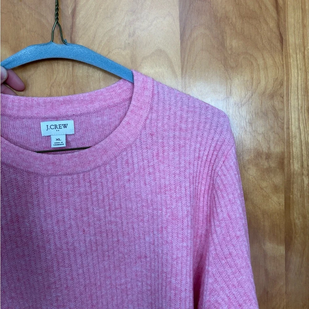 Wool Blend J. Crew Ribbed Pink Crew Neck Sweater